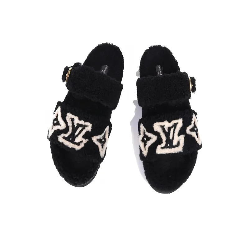 LOUIS VUITTON Paseo Comfort Odor Resistant Slide Slippers Women's Black-3