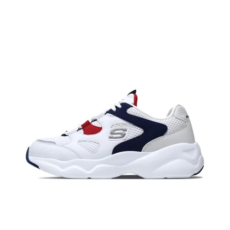 Skechers D'LITES Airy Cushioning Anti-Slip And Wear-Resistant Low-Top Sports Casual Shoes Unisex White Blue Red-0