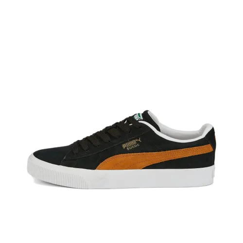 PUMA Suede Bulk Anti Slip Wear Resistant Low Top Skateboard Shoes Unisex Black Orange