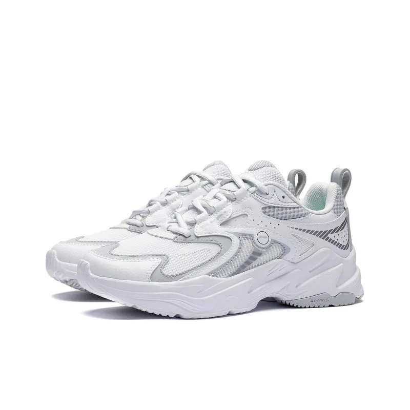LiNing Cushioning Anti Slip And Wear Resistant Low Top Running Shoes Women's White Gray-2