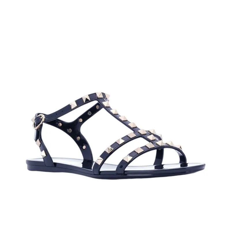 Valentino Rockstud Strap Sandals Women's Navy-1
