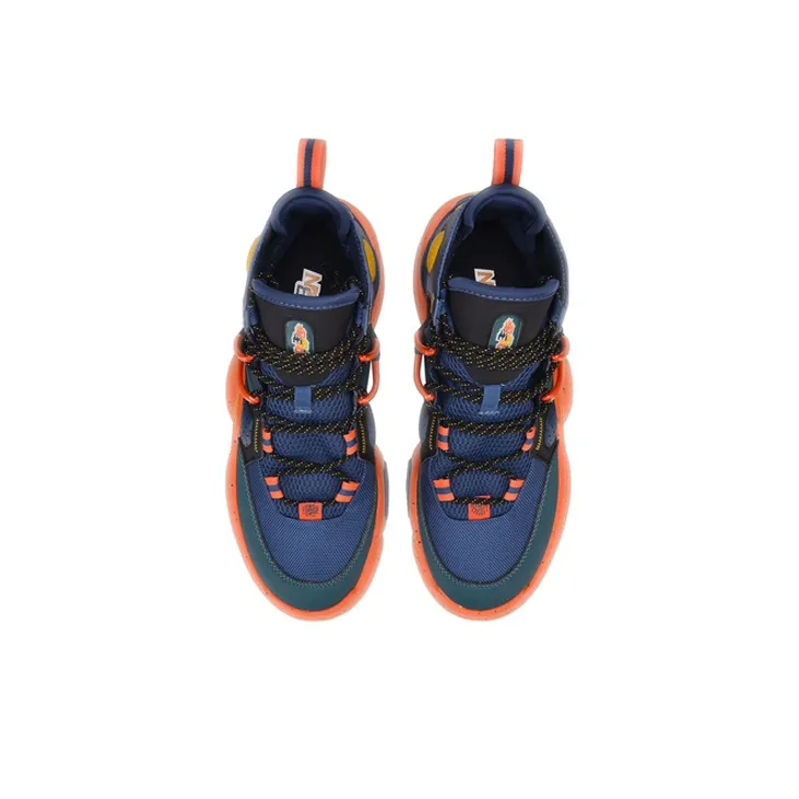 LiNing Reburn EZ Fit Coverage High Top Vintage Basketball Shoes Men's Blue Orange-3