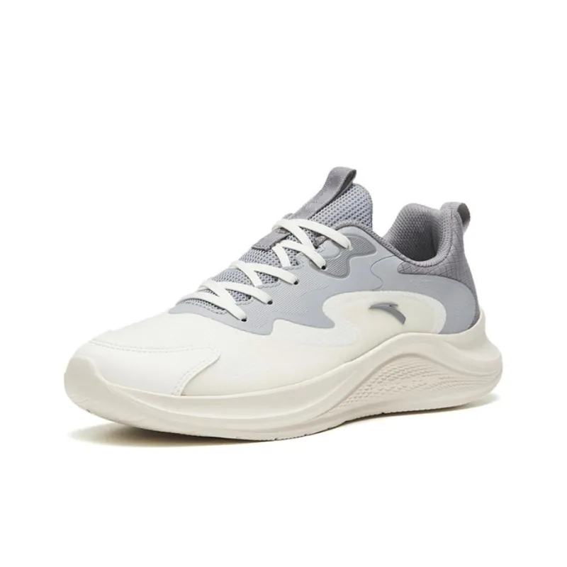 Anta Walk Anti Slip Wear Resistant Low Top Sprint Running Shoes Men's White Gray-1