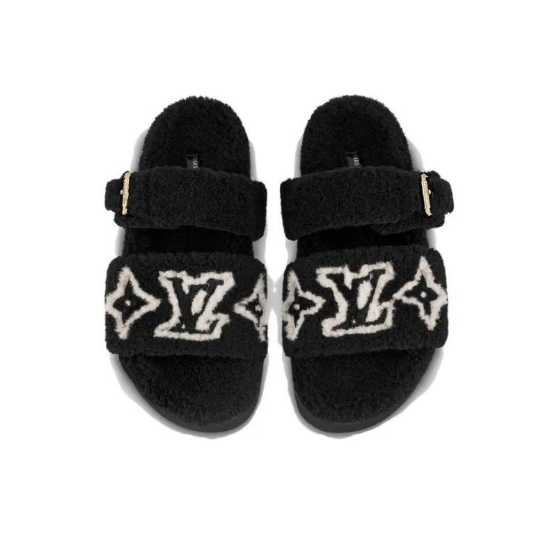LOUIS VUITTON Paseo Comfort Odor Resistant Slide Slippers Women's Black-4