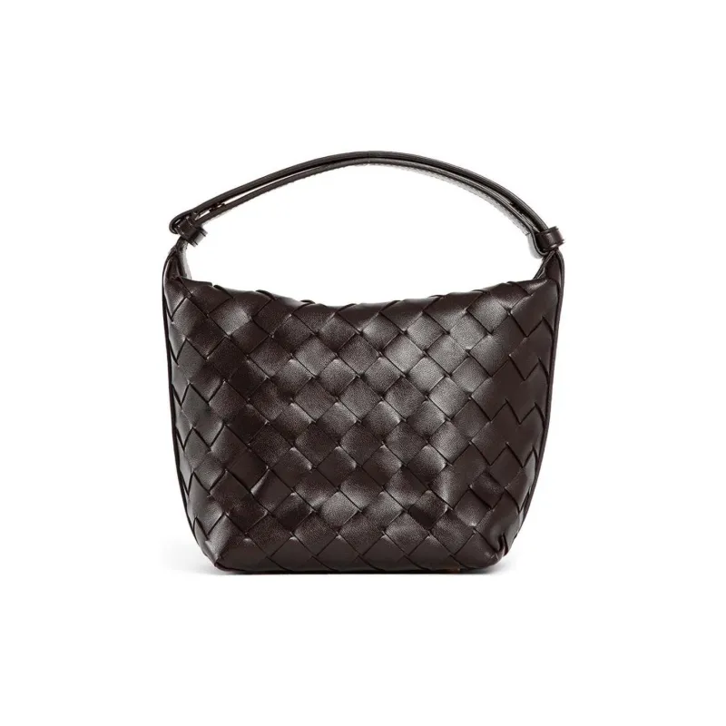 Bottega Veneta Intrecciato Calfskin Handbag, Shoulder Bag Women's Dark Brown-0