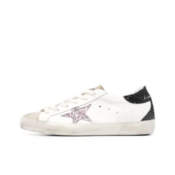 Golden Goose Super Star White Black Cream Glitter Women's
