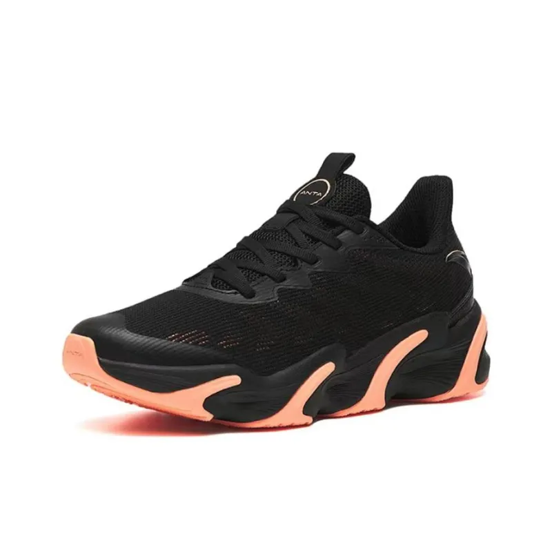 Anta Keep Moving Durable Breathable Low Top Running Shoes Women's Black Orange-1