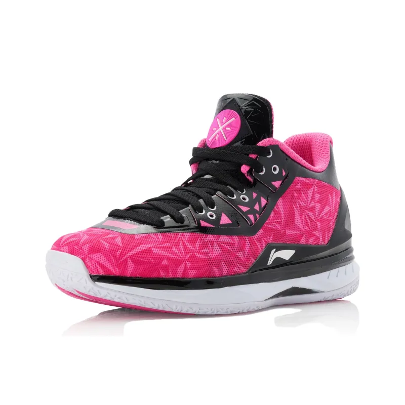 LiNing WOW 4 Mid Top Basketball Shoes Men's Pink Black-3