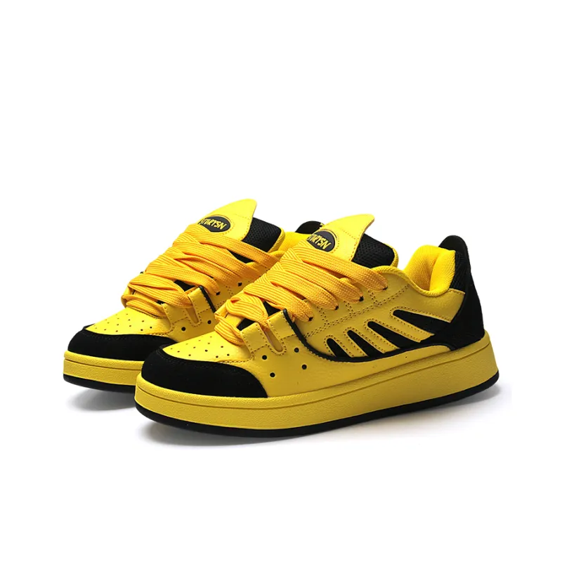 STUR YSN Wear resistant And Lightweight Low Top Skateboard Shoes Unisex Yellow Black-2