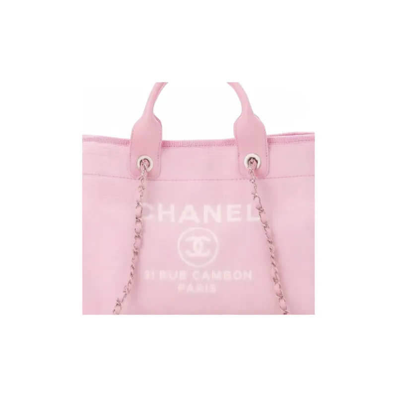 CHANEL 22SS Mixed Fiber Shopping Bag, Shoulder Bag, Crossbody Bag, Handbag Trumpets Women's Pink-1