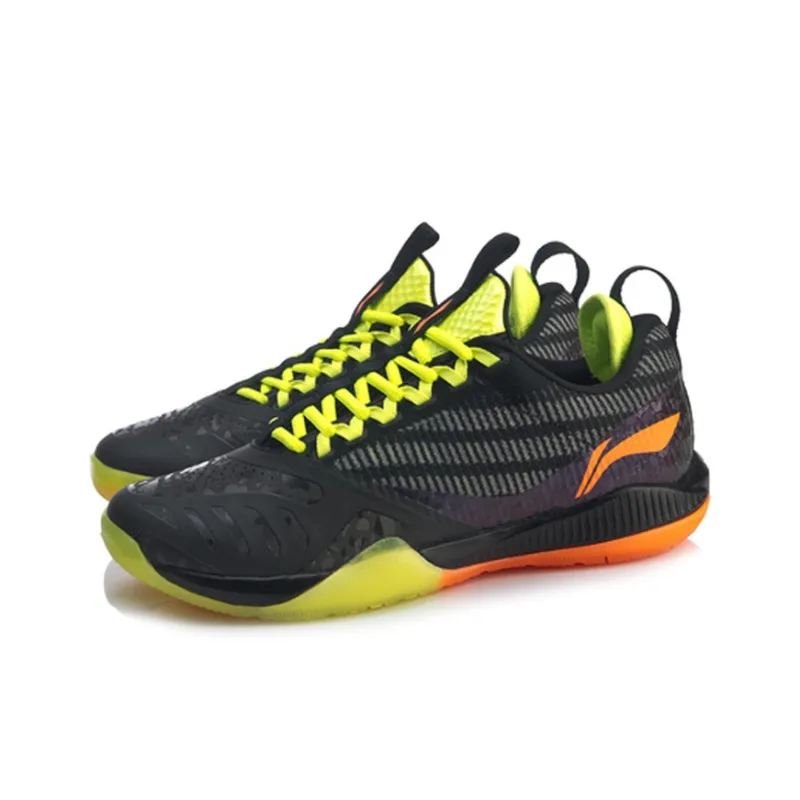 LiNing Cool Shark 2.0 Cushioned Slip Resistant Abrasion Resistant Breathable Low Top Badminton Shoes Unisex Black Green-2