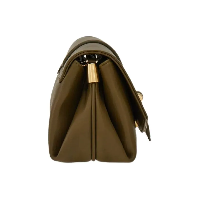 FERRAGAMO GANCINI Calfskin Shoulder Bag Crossbody Bag Medium Size Women's Olive Green-1