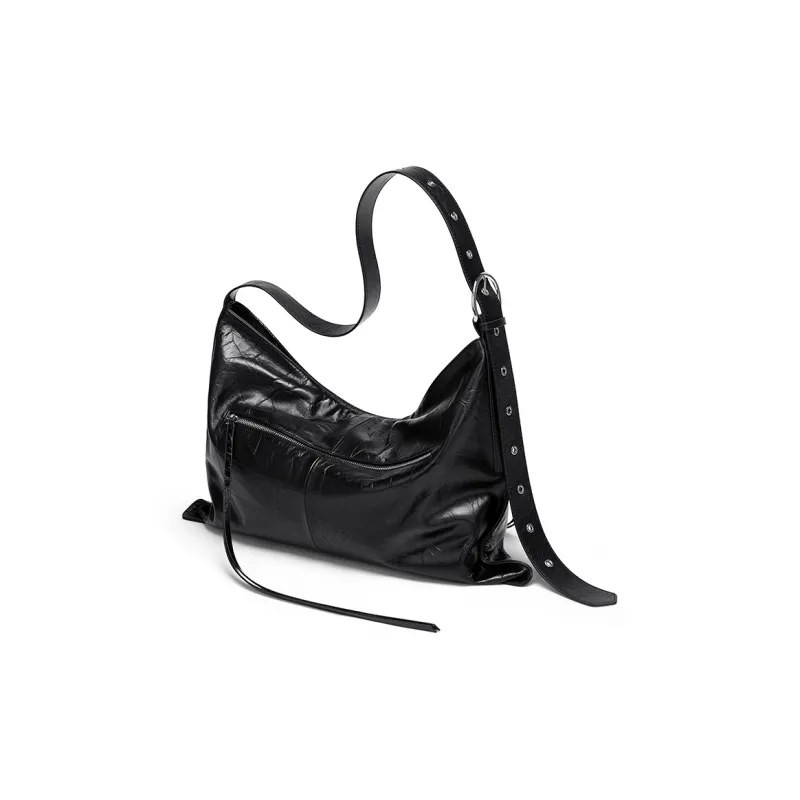 CNOLES Synthetic Leather Casual Workplace Date Commute Crossbody Bag, Shoulder Bag Regular Women's Ink Night Black-3