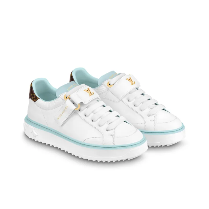 LOUIS VUITTON Time Out Sneakers 'White Blue Brown' Women's-2