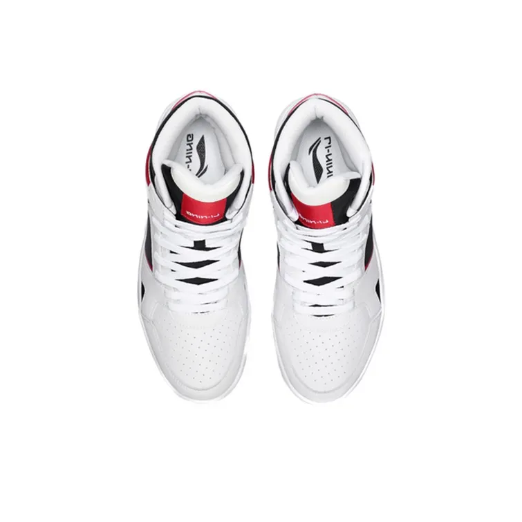 LiNing Knight Coverage Slip Resistant High Top Skateboard Shoes Men's Red White Black-3