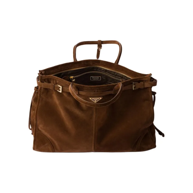 PRADA Nappa Leather Tote Bag, Shopping Bag, Shoulder Bag, Handbag Tubas Unisex Cocoa Brown-3