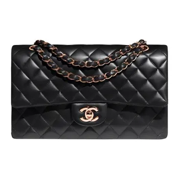 CHANEL Classic Flap CF Lambskin Portable Crossbody Bag, Shoulder Bag Medium Size Women's Black