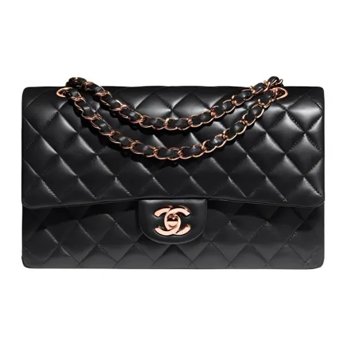 CHANEL Classic Flap CF Lambskin Portable Crossbody Bag, Shoulder Bag Medium Size Women's Black