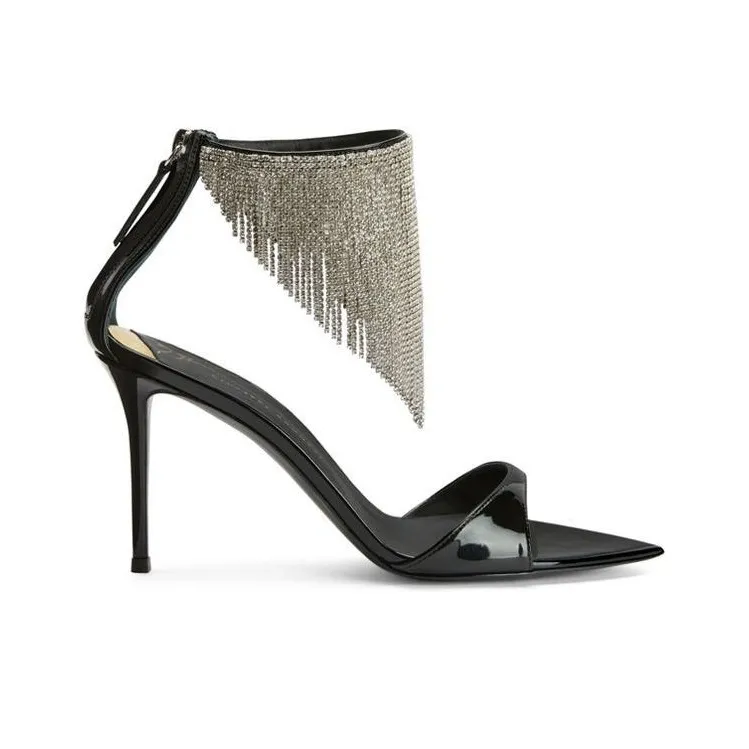 giuseppe zanotti Intriigo 90mm Crystal-fringe Sandals-1