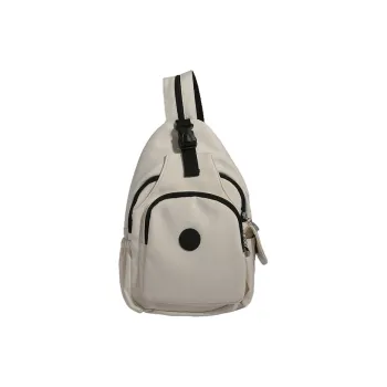 OURFUN Nylon Backpack On The Shoulder Unisex Ecru/Black/Orange