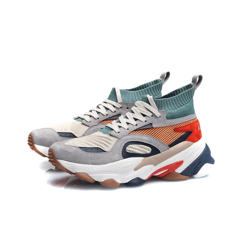 LiNing CF Neon Source Angle Dragon Non-slip Lightweight High-Top Casual Shoes Men's Gray Green-2