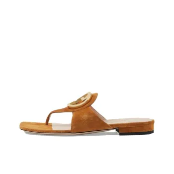 GUCCI Blondie Thong Sandal Light Brown Suede Women's