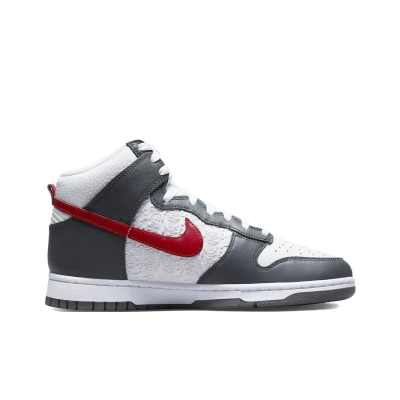 Nike Dunk High Embossed Basketball Grey Red-1