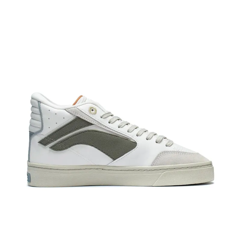 LiNing 180 Slip Resistant, Abrasion Resistant, Lightweight Mid Top Skateboard Shoes Men's White-1