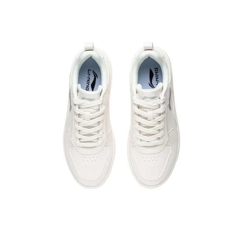 LiNing Years Old Anti Slip Wear Resistant Breathable Height Increasing Low Top Skateboard Shoes Men's White-3