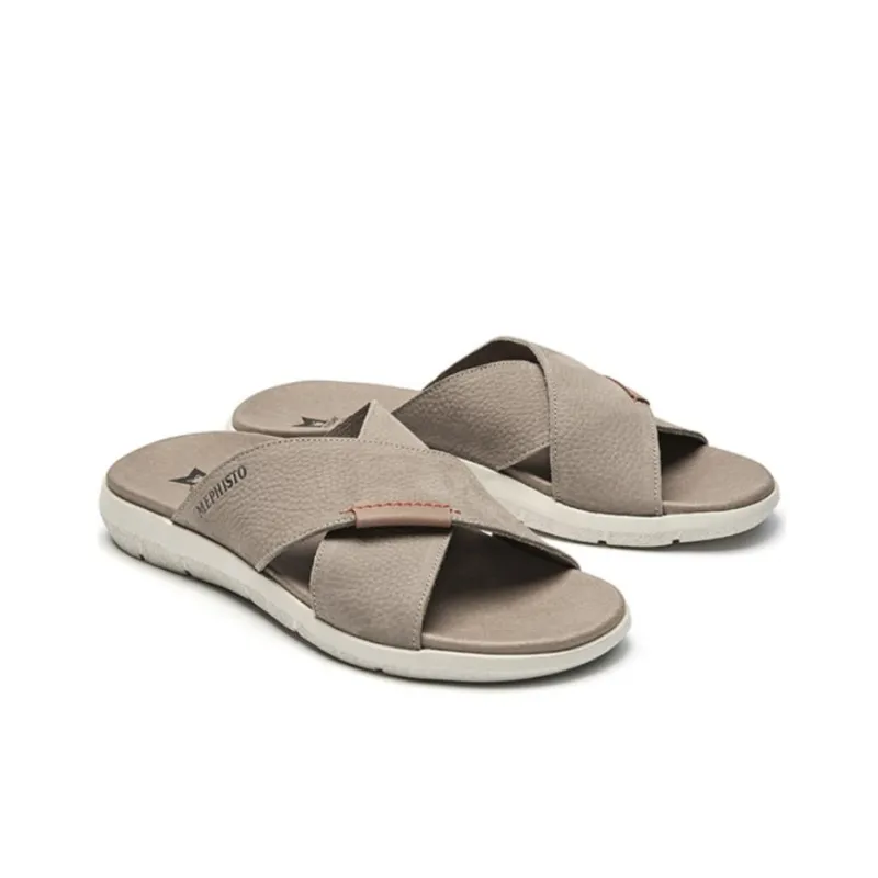 MEPHISTO Slide Slippers Men Sand/Navy Blue/Black-1