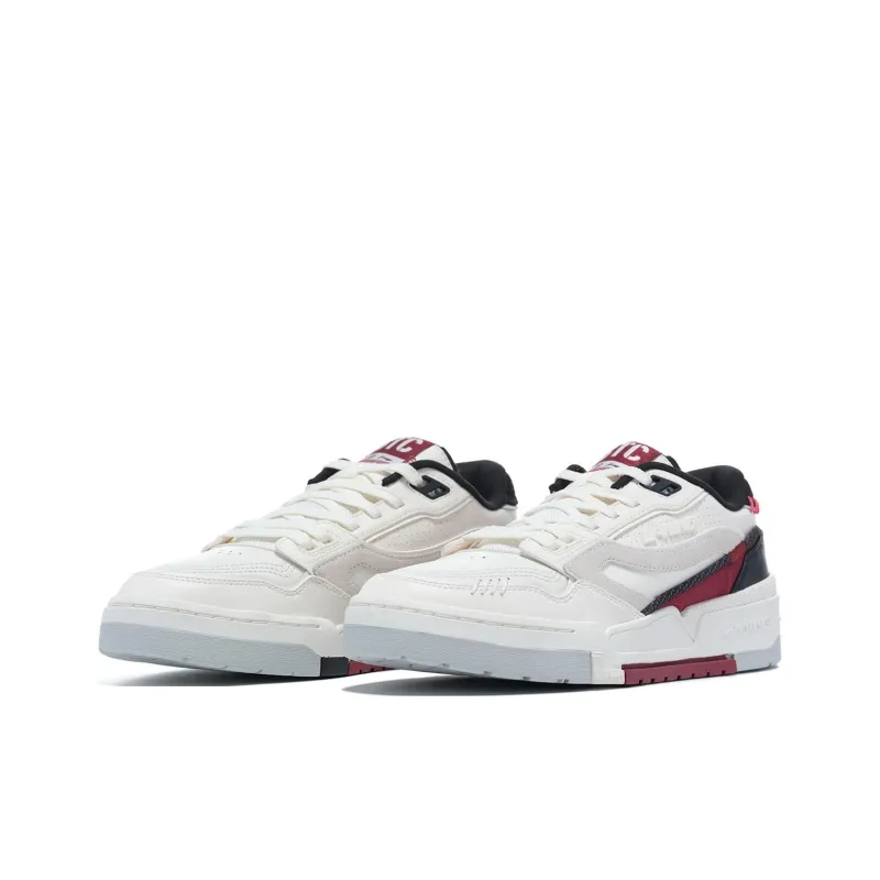 LiNing 001 BTC Prm Abrasion Resistant Breathable Low Top Skateboard Shoes Men's White Red-2