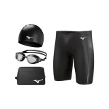 Plano Four-Piece Set[Mid-Length Swim Shorts+Swimming Cap+Swim Goggles+Swim Bag]
