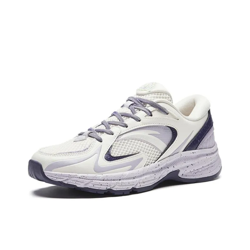 Anta AT952 Anti Slip Wear Resistant Low Top Running Shoes Women's White Purple-1