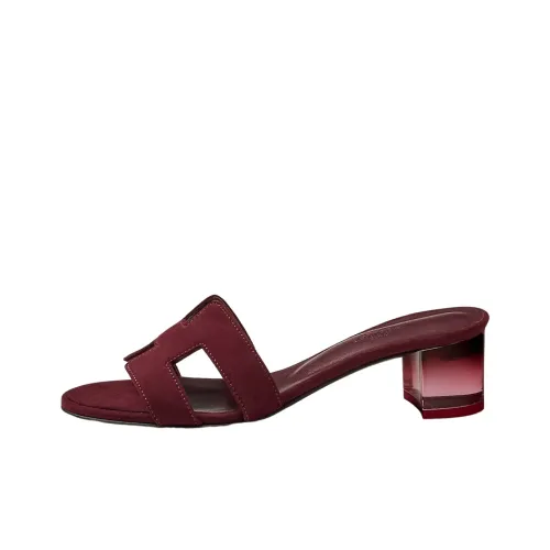 HERMES Oasis Abrasion-Resistant Slide Slippers Women's Deep Red