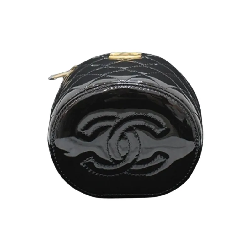 CHANEL Patent Leather Bucket Bag, Handbag, Shoulder Bag, Crossbody Bag Women's Black-5