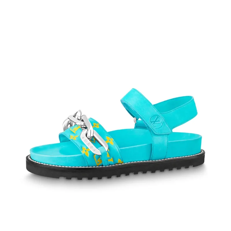 LOUIS VUITTON Paseo Comfort Flat Sandals 'Blue' Women's-0