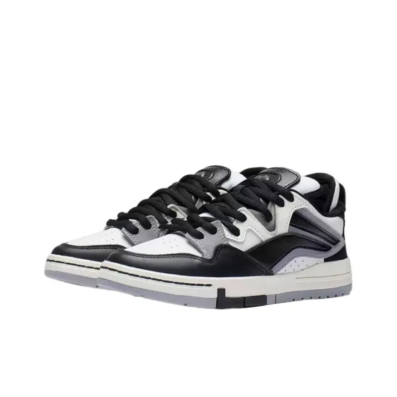 LiNing Wei Wu PRO Panda Slip Resistant, Abrasion Resistant, Lightweight Low Top Skateboard Shoes Men's Black White-2
