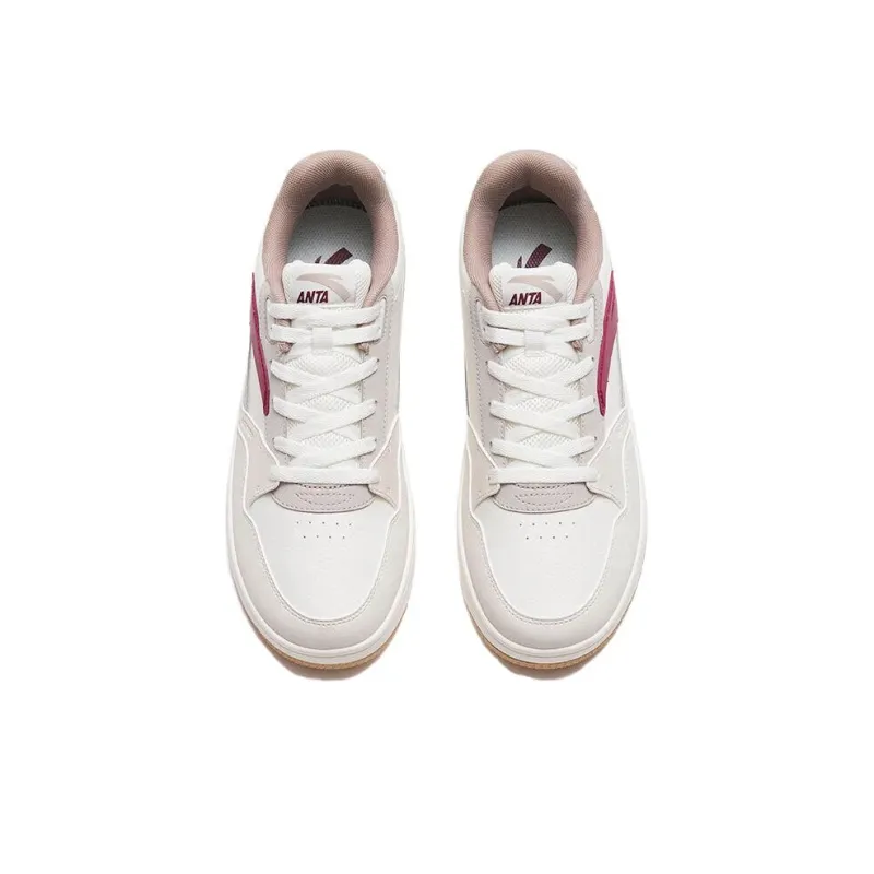 Anta 982GZ Anti Slip And Wear Resistant Breathable Low Top Skateboard Shoes Men's White Gray Red-3