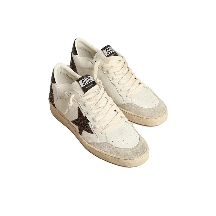 Golden Goose Ball Star Low Top Skateboard Shoes Women's White Brown Vintage Version-2