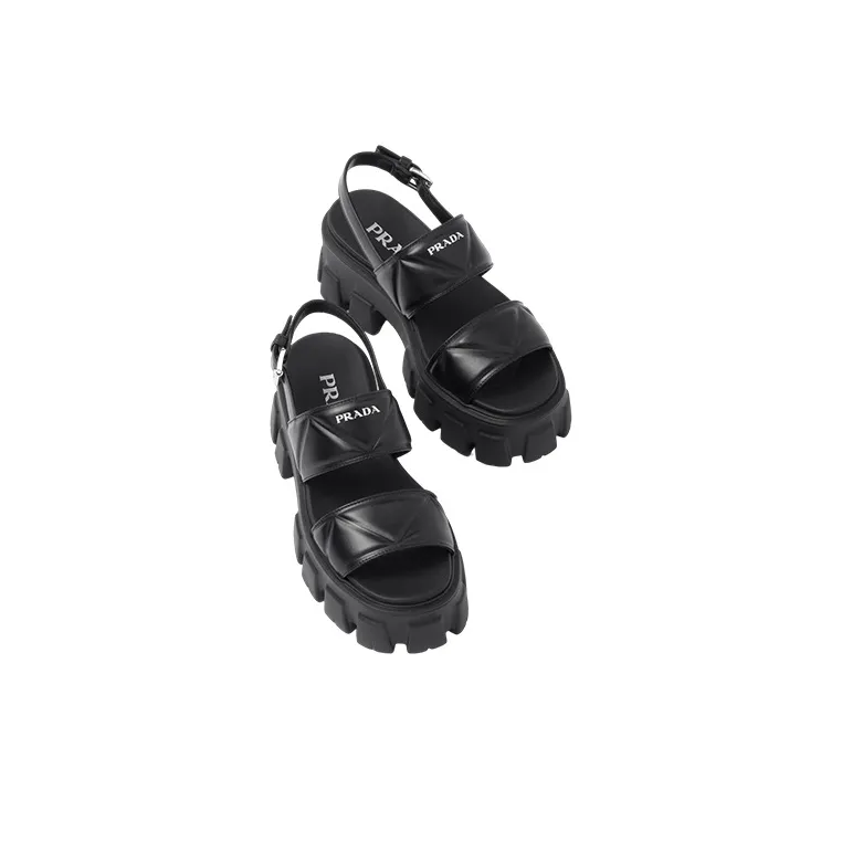 PRADA Monolith Beach Sandals 5.5cm Women's Black-3