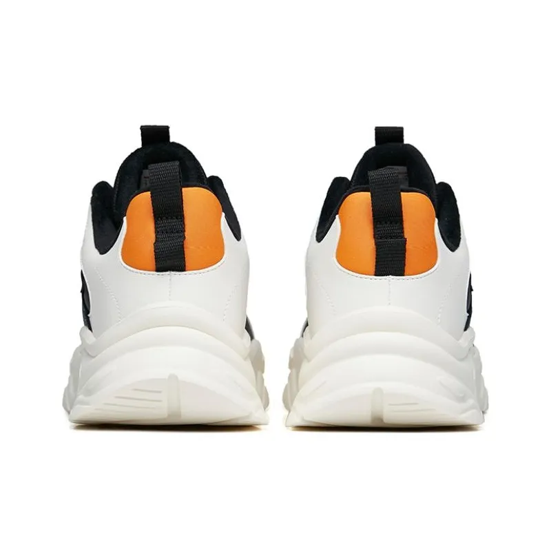 Anta Life Collection Little Millennium 2.0 Wear Resistant Slip Resistant Low Top Casual Shoes Men's White Black Orange-3