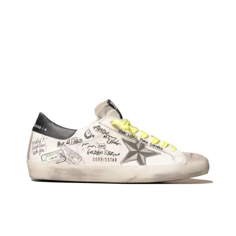 Golden Goose Super Star Low Top Stylish Skateboarding Shoes Men's White Black-1