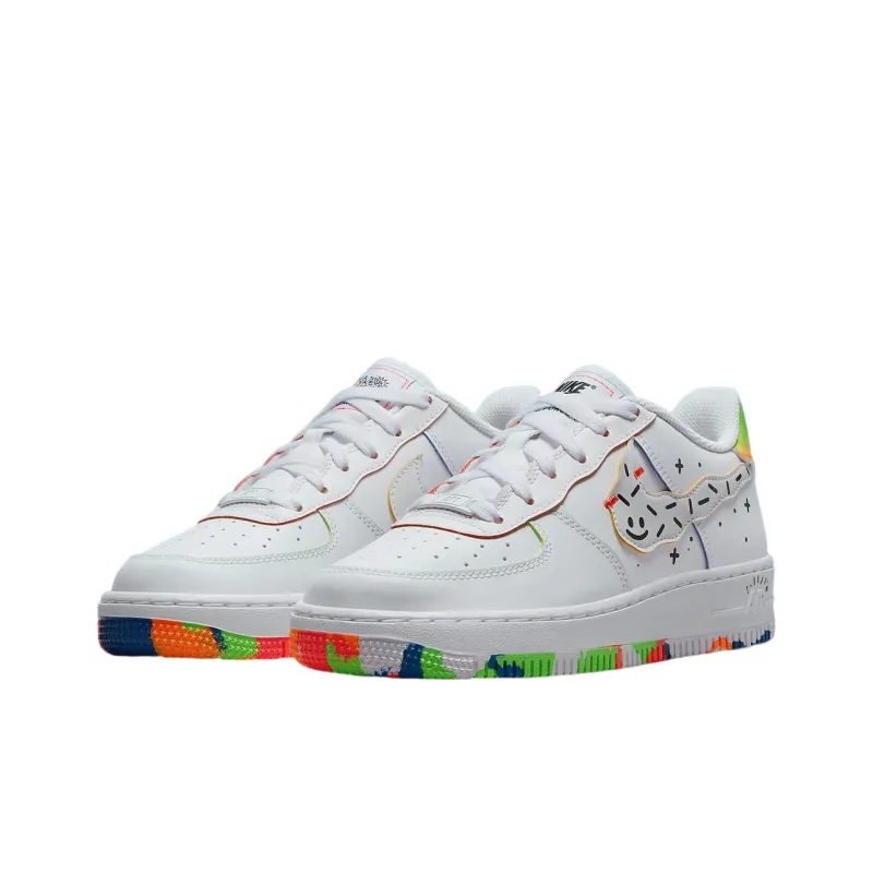 Nike Air Force 1 Ghost Swoosh Wear-resistant And Lightweight Low-Top Skateboard Shoes GS White-2