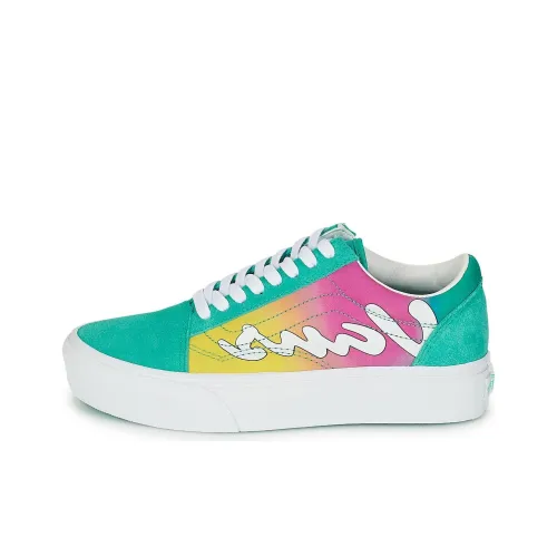 Vans Old Skool Skateboard Shoes Unisex Low-Top Green/Purple/Yellow/White