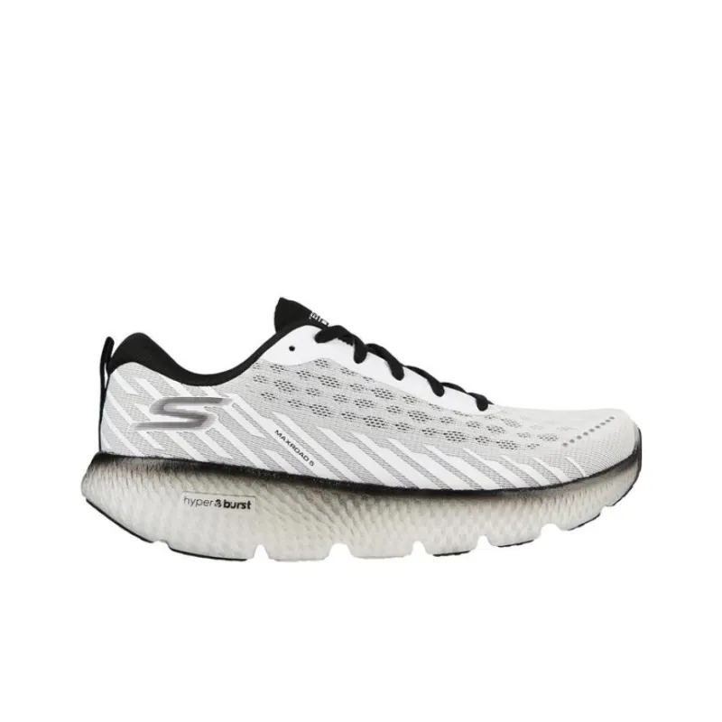 Skechers GO Run Max Road 5 Cushioned Wear-Resistant Breathable Low-Top Running Shoes Men's White Black-1