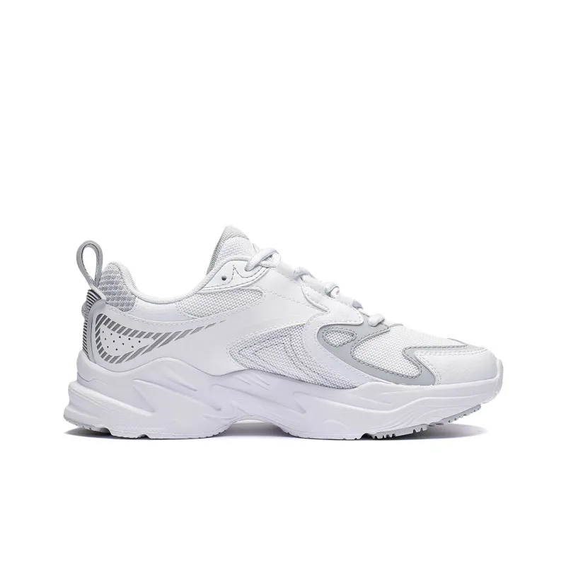 LiNing Cushioning Anti Slip And Wear Resistant Low Top Running Shoes Women's White Gray-1