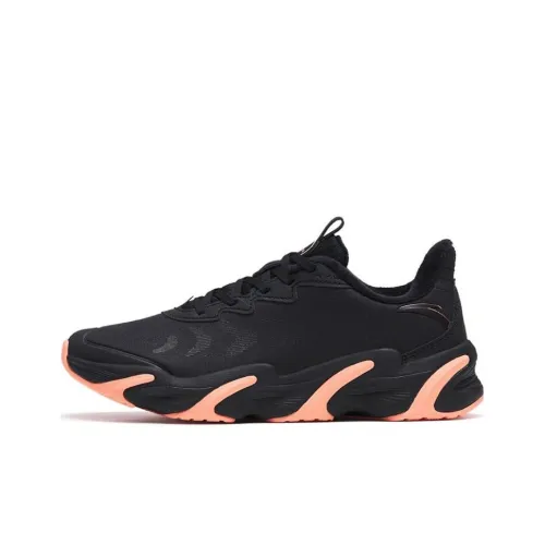 Anta Keep Moving Cushioned Anti Slip Wear Resistant Breathable And Warm Low Top Running Shoes Women's Black Orange