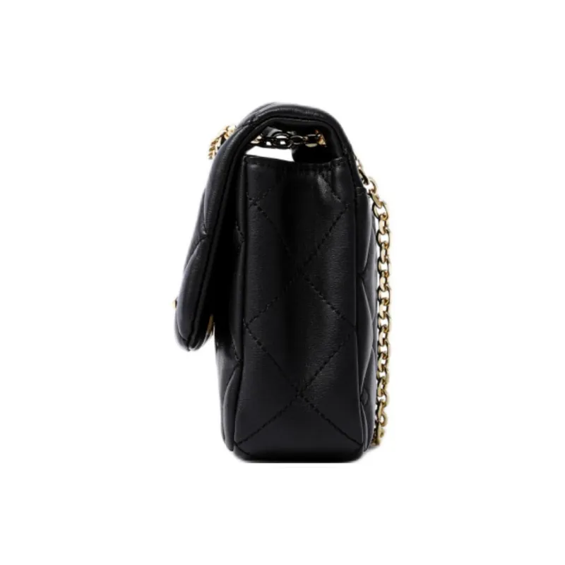 FION Leather & Metal Crossbody Bag Regular Women's Black-4