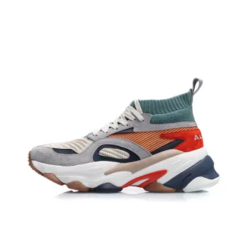 LiNing CF Neon Source Angle Dragon Non-slip Lightweight High-Top Casual Shoes Men's Gray Green