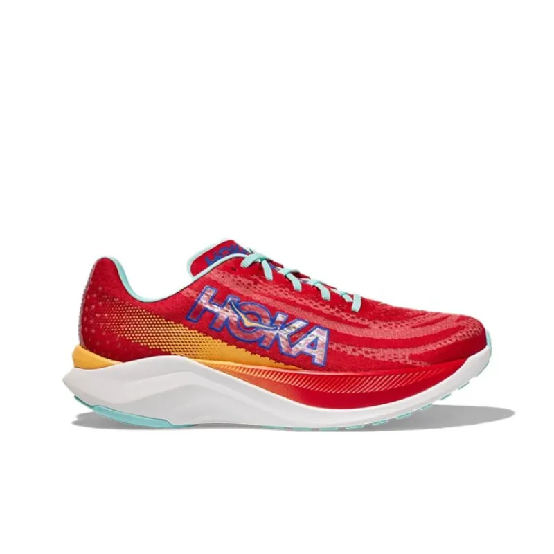 HOKA ONE ONE Mach X Cushioning Breathable Low Top Running Shoes Men's Bright Red-1